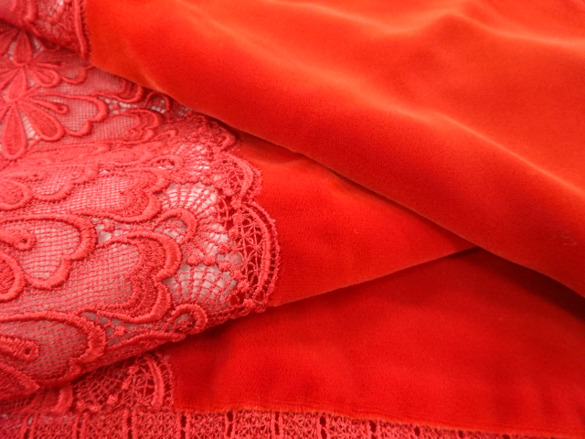  ビロードレース花模様ショール